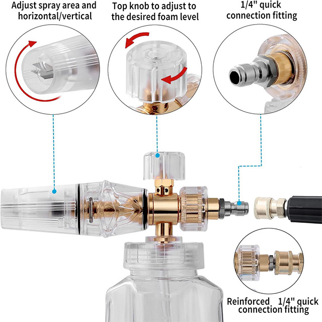 Pressure Washer Foam Cannon for car cleaning, Snow Foam Lance with 1/4" Quick Connect, Wide Neck Thick Foam Power Wash Foam Blaster