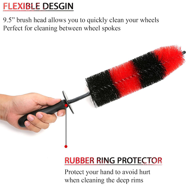 Wheel Rim Brush, Soft Bristle Long Car Wheel Brush Rim Tire Detailing Brush Car Washing Brush for Wheels Rims Exhaust Tips Vehicle Engine Motorcycles